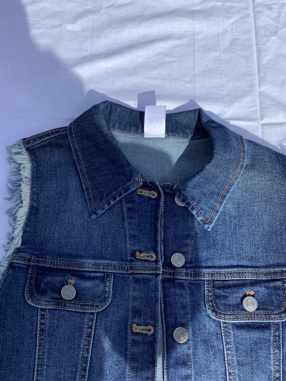 Zumba Fitness Dark Blue Denim Sleeveless Jean Jacket - Picture 4 of 10